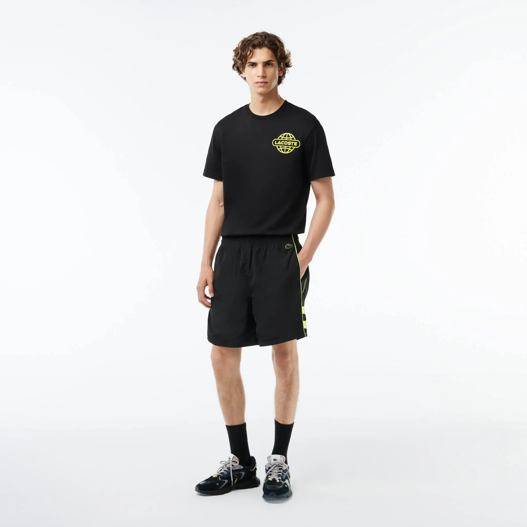 Lacoste Men's Relaxed Fit Embroidered Shorts. 1 Lacoste Men's Relaxed Fit Embroidered Shorts. 1