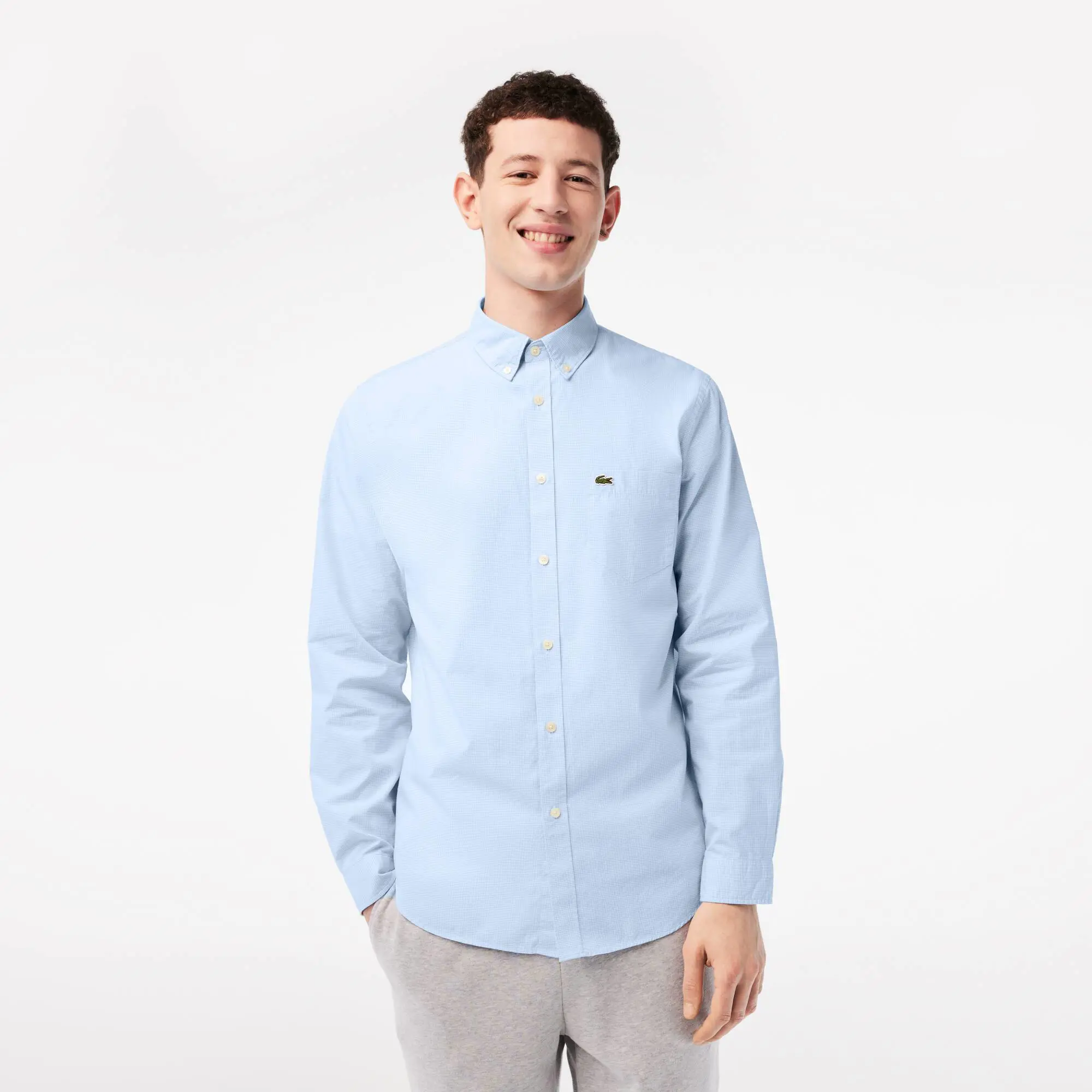 Lacoste Camisa de cuadros de popelina de algodón de corte regular para hombre. 1