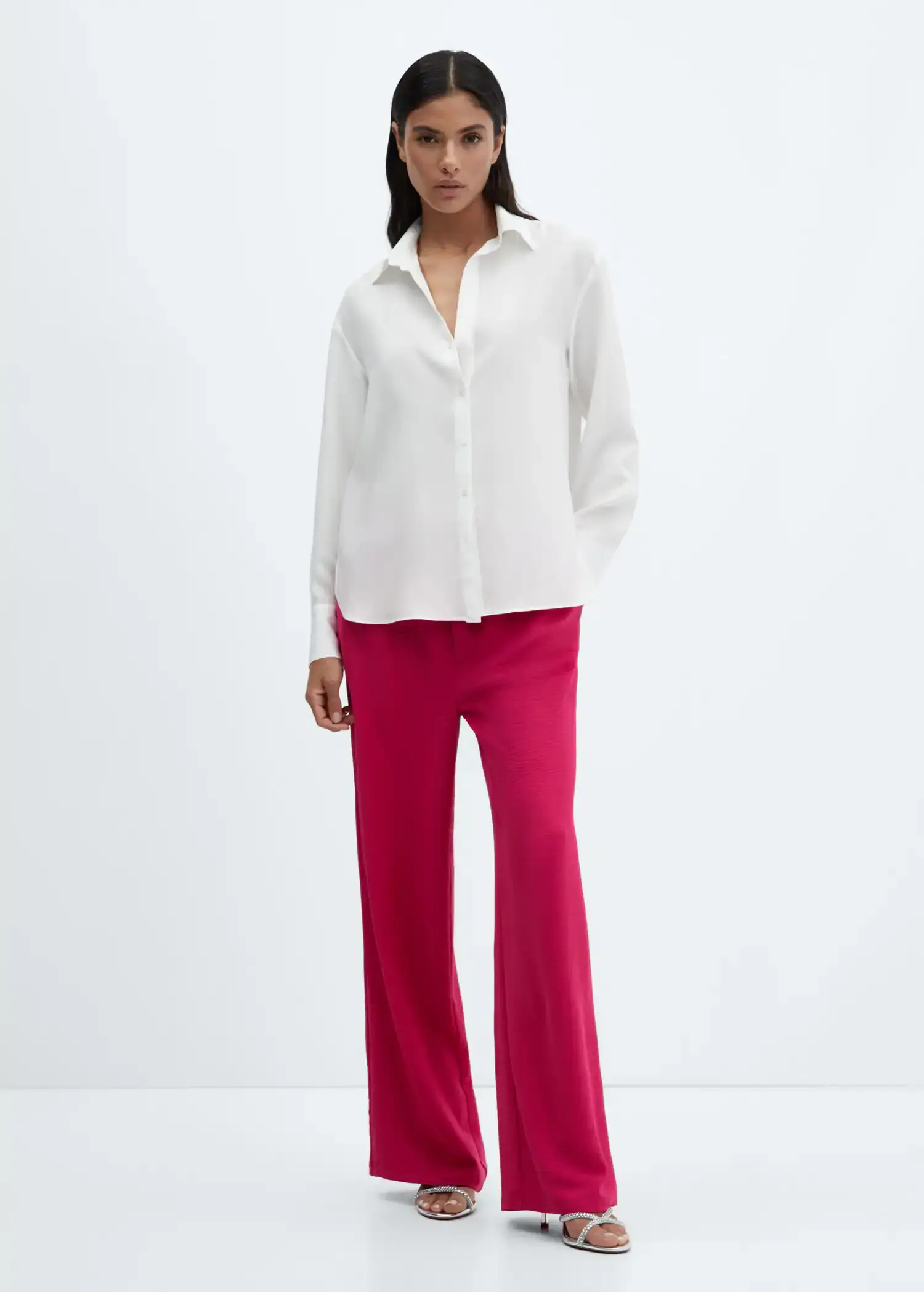 Mango Wideleg trousers with elastic waist. 1