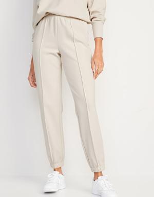 High-Waisted Dynamic Fleece Pintucked Sweatpants for Women beige