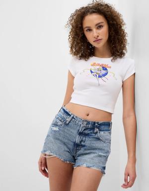 Cropped Graphic T-Shirt white