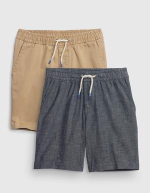 Kids Easy Pull-On Shorts (2-Pack) beige