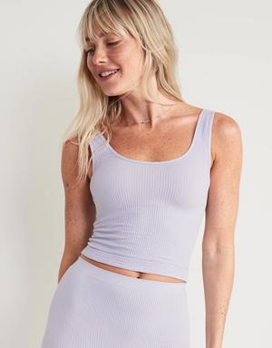 Old Navy Cropped Rib-Knit Seamless Cami Bra Top for Women purple