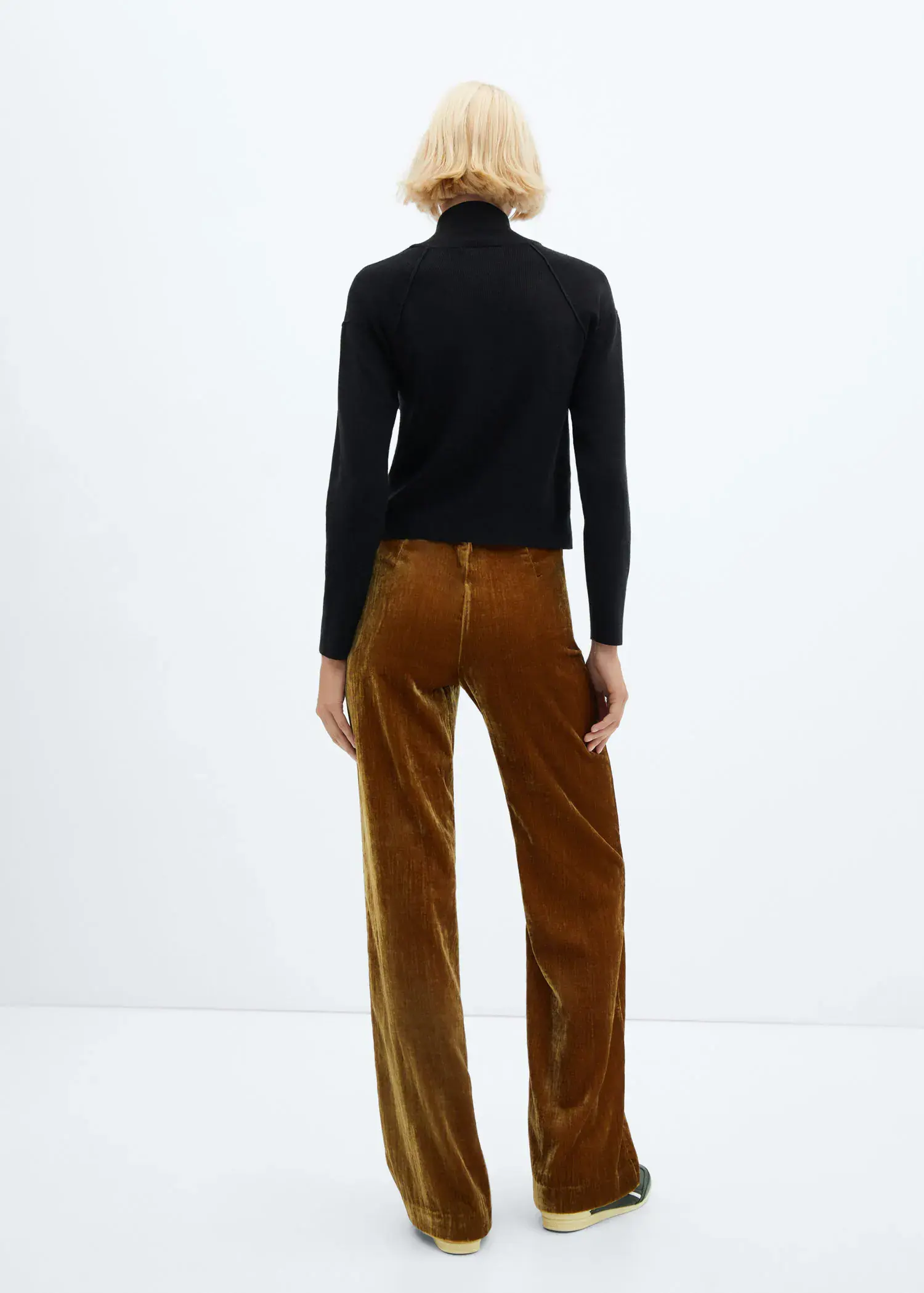 Mango Velvet trousers with seam detail. 3