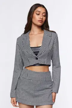 Forever 21 Forever 21 Cropped Blazer &amp; Skort Set Black/White. 2