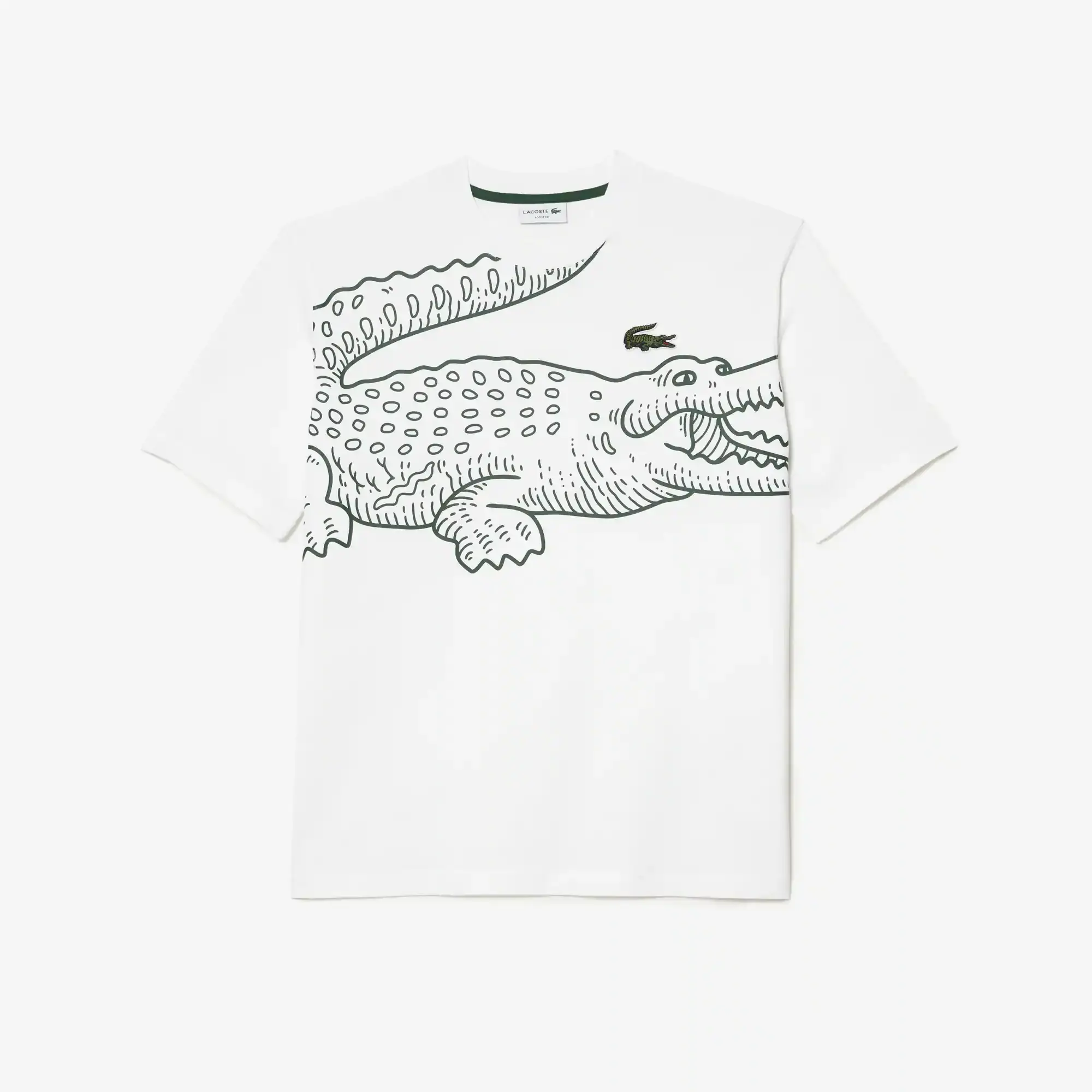 Lacoste Men’s Loose Fit Crocodile Print Crew Neck T-Shirt. 2