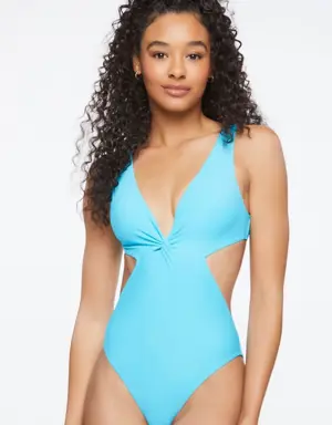 Forever 21 Cutout Monokini One Piece Swimsuit Oasis