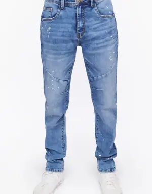 Forever 21 Seamed Paint Splatter Slim Fit Jeans Medium Denim