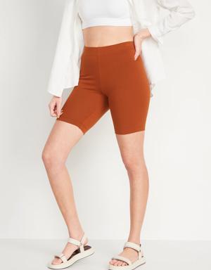 High-Waisted Long Biker Shorts For Women -- 8-Inch Inseam red