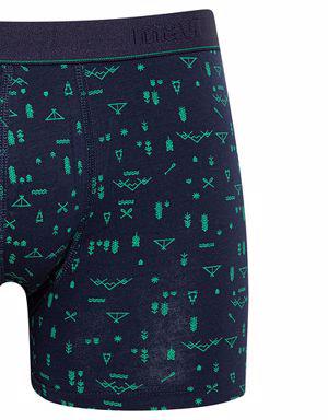 Çizim Baskılı Lacivert Boxer