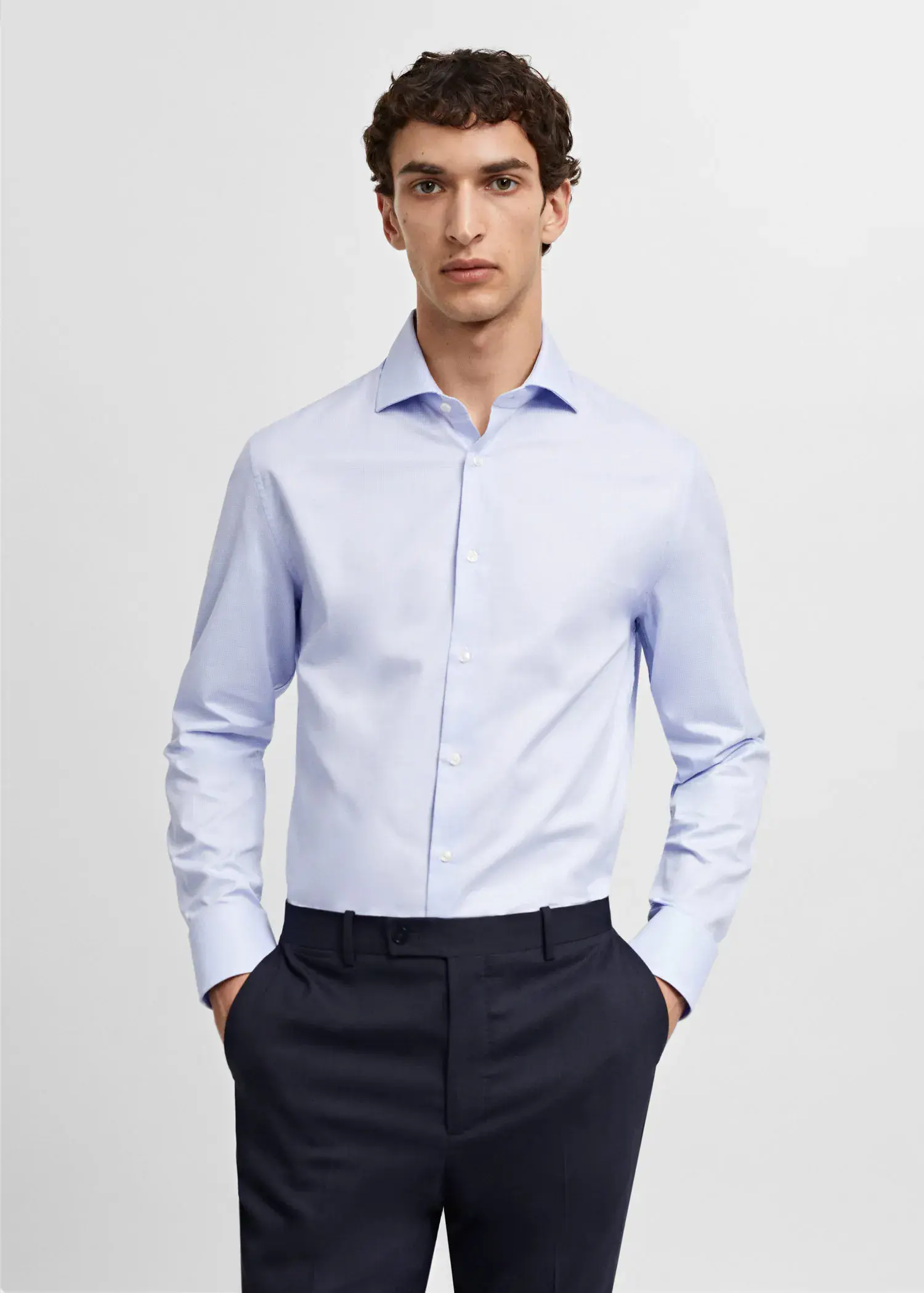 Mango Slim fit structured suit shirt. 2