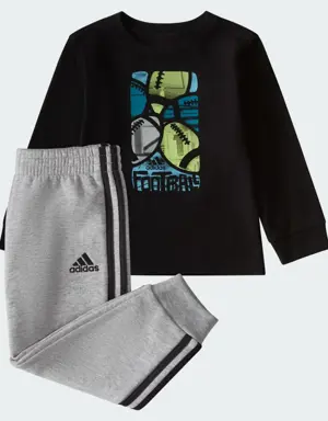 Two-Piece Cotton Tee and Heather Fleece Jogger Set