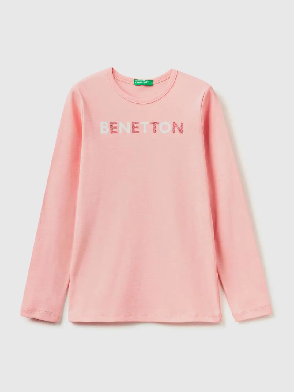 Benetton long sleeve t-shirt with glitter print. 1