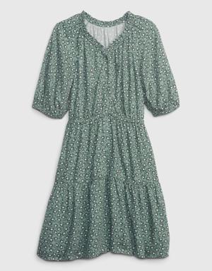 Kids Ruffle Tiered Dress green