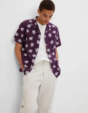 Linen-Cotton Vacay Shirt purple