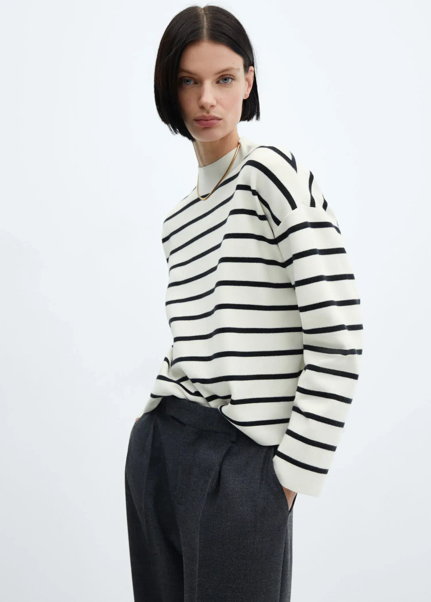 Mango Pull-over rayures col montant. 1