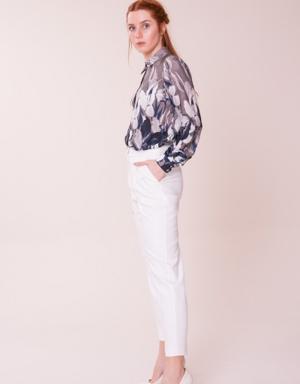 Gizia High Waist Ankle Length White Trousers. 2 Gizia High Waist Ankle Length White Trousers. 2