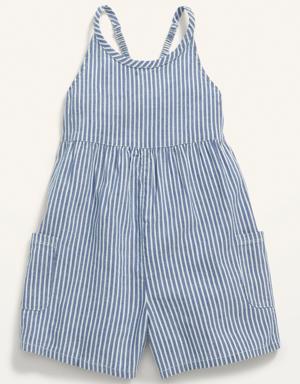 Old Navy Sleeveless Striped Pocket Romper for Toddler Girls blue