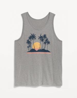 Soft-Washed Graphic Tank Top for Men gray