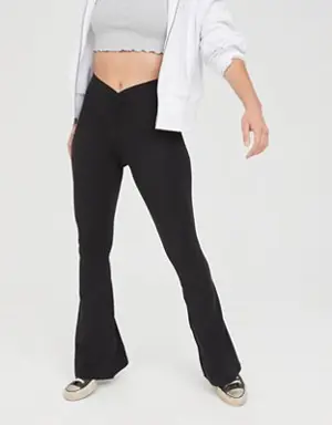 By Aerie Real Me High Waisted Ruched Flare Legging