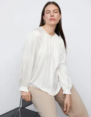Mango Pleated blouse with button