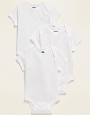 Unisex Short-Sleeve Jersey Bodysuit 3-Pack for Baby white