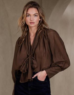 Harper Cotton-Silk Top brown