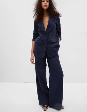 Gap Linen-Cotton Blazer blue