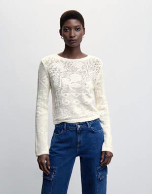 Pull-over maille fleurs