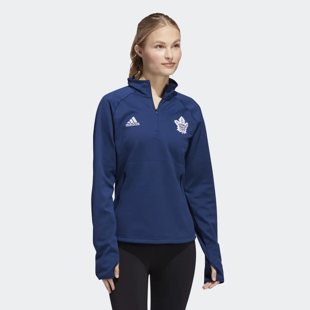 Adidas Maple Leafs 22 NHL Fleece 1/4 Zip Sweatshirt. 2