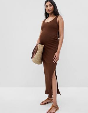 Maternity Rib Maxi Dress brown