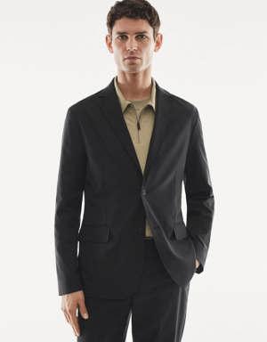 Slim-fit technical suit jacket