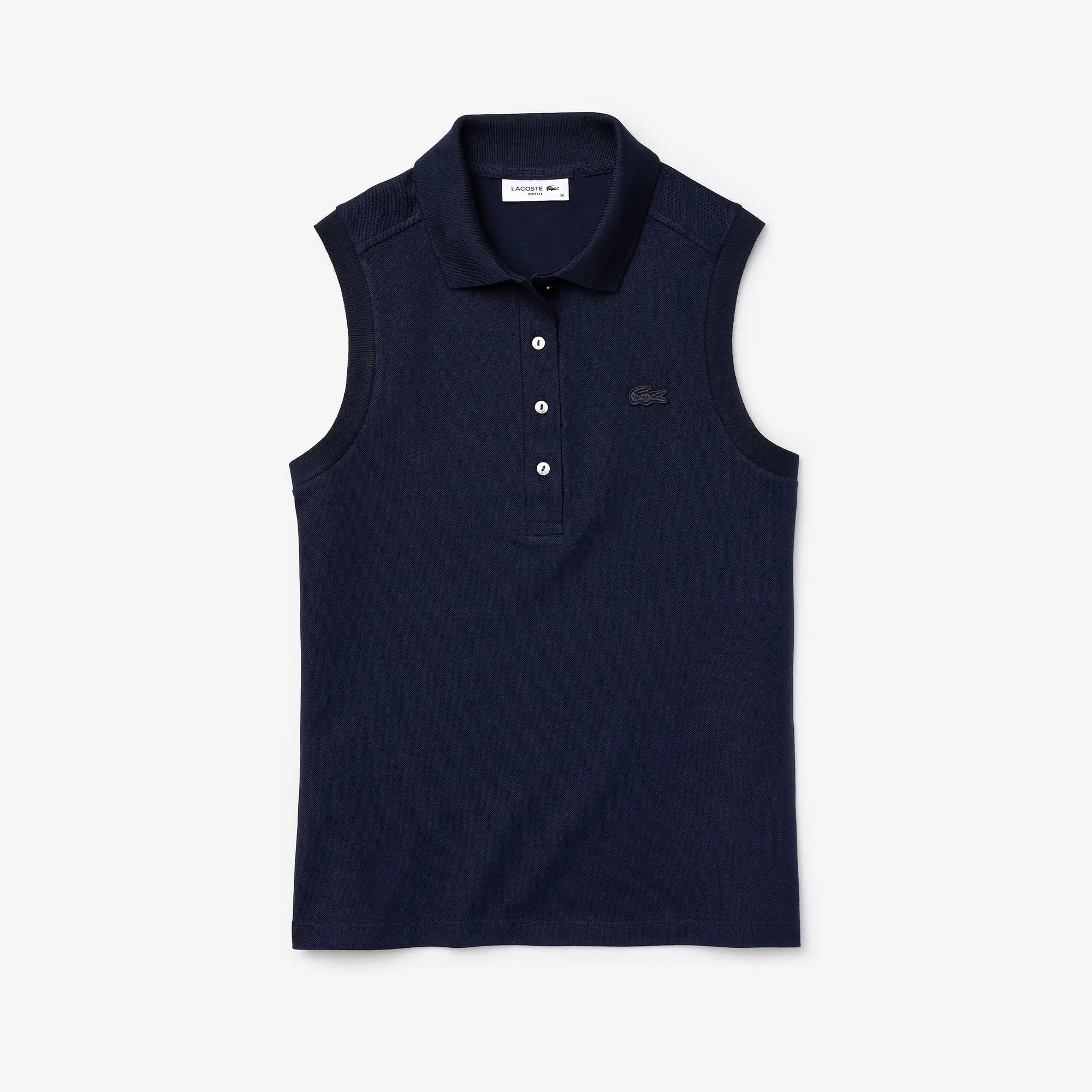 Lacoste Women's Slim Fit Cotton Piqué Sleeveless Polo. 2 Lacoste Women's Slim Fit Cotton Piqué Sleeveless Polo. 2