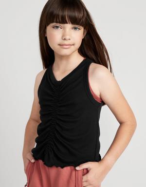 Old Navy UltraLite Ruched Cropped Tank Top for Girls black