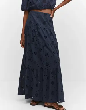 Embroidered flowy skirt