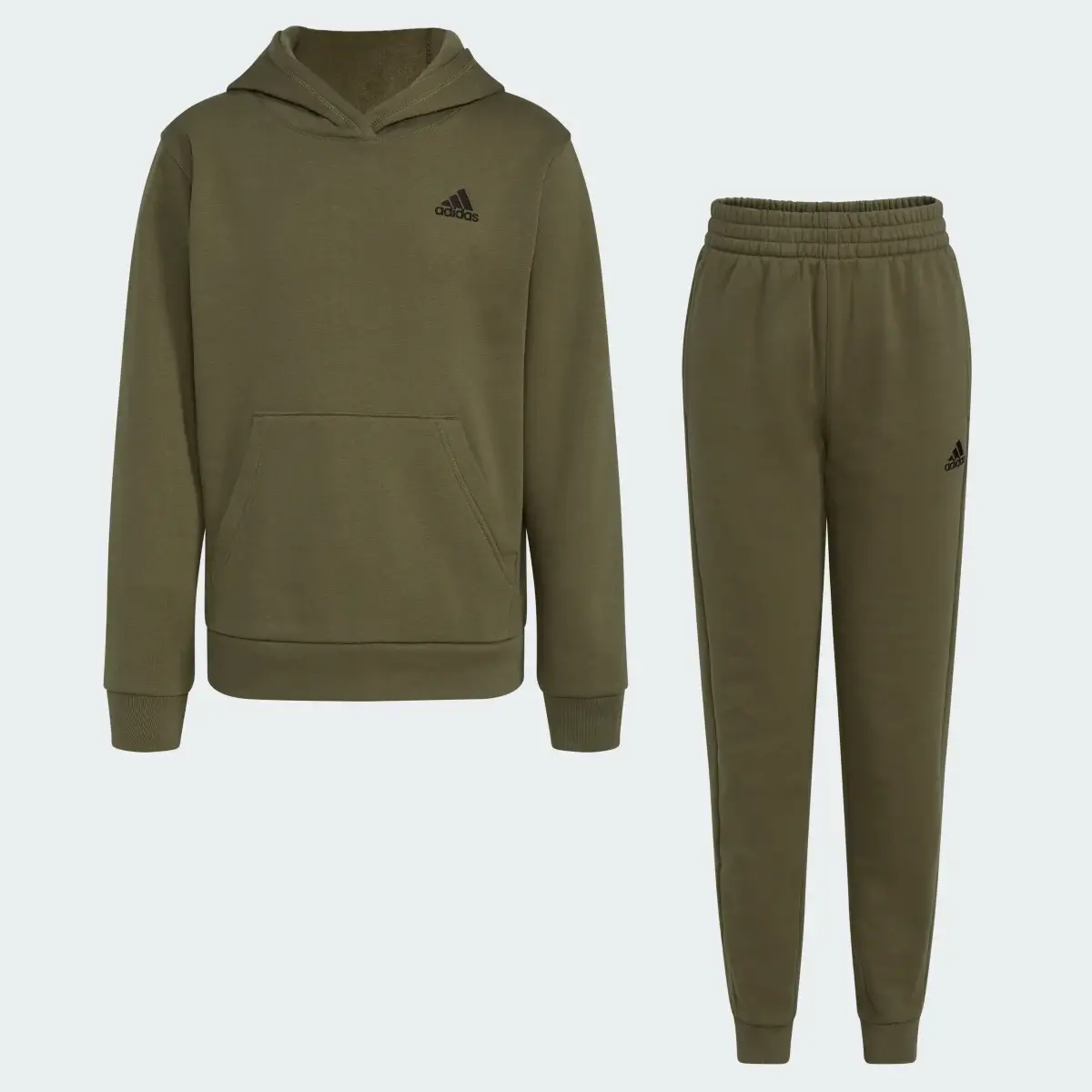 Adidas Two-Piece Long Sleeve Hooded Pullover & Elastic Waistband Jogger Set. 1