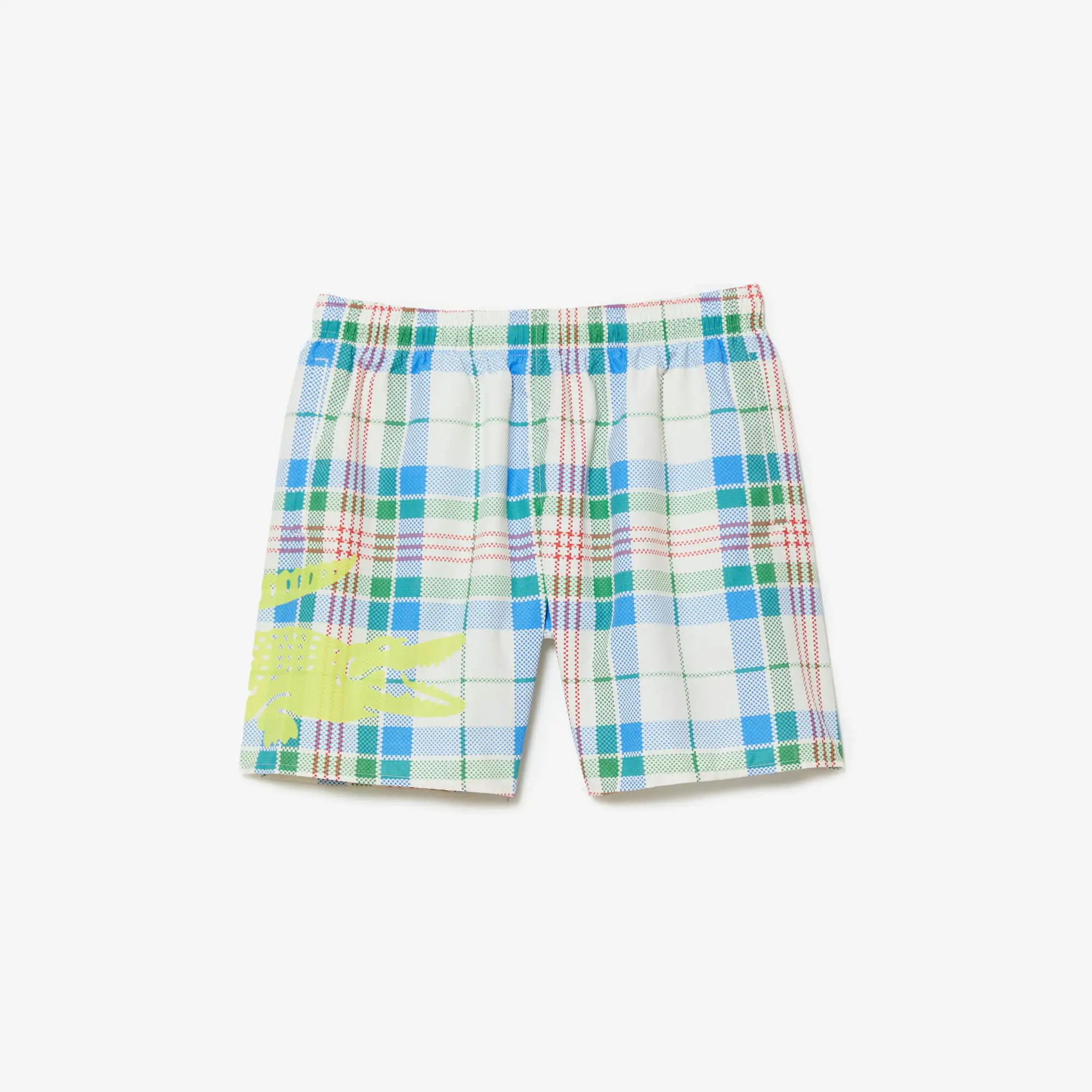 Lacoste Men’s Quick-Dry Checked Swim Trunks. 2