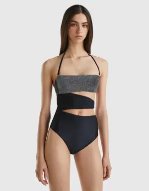 one-piece swimsuit with lurex