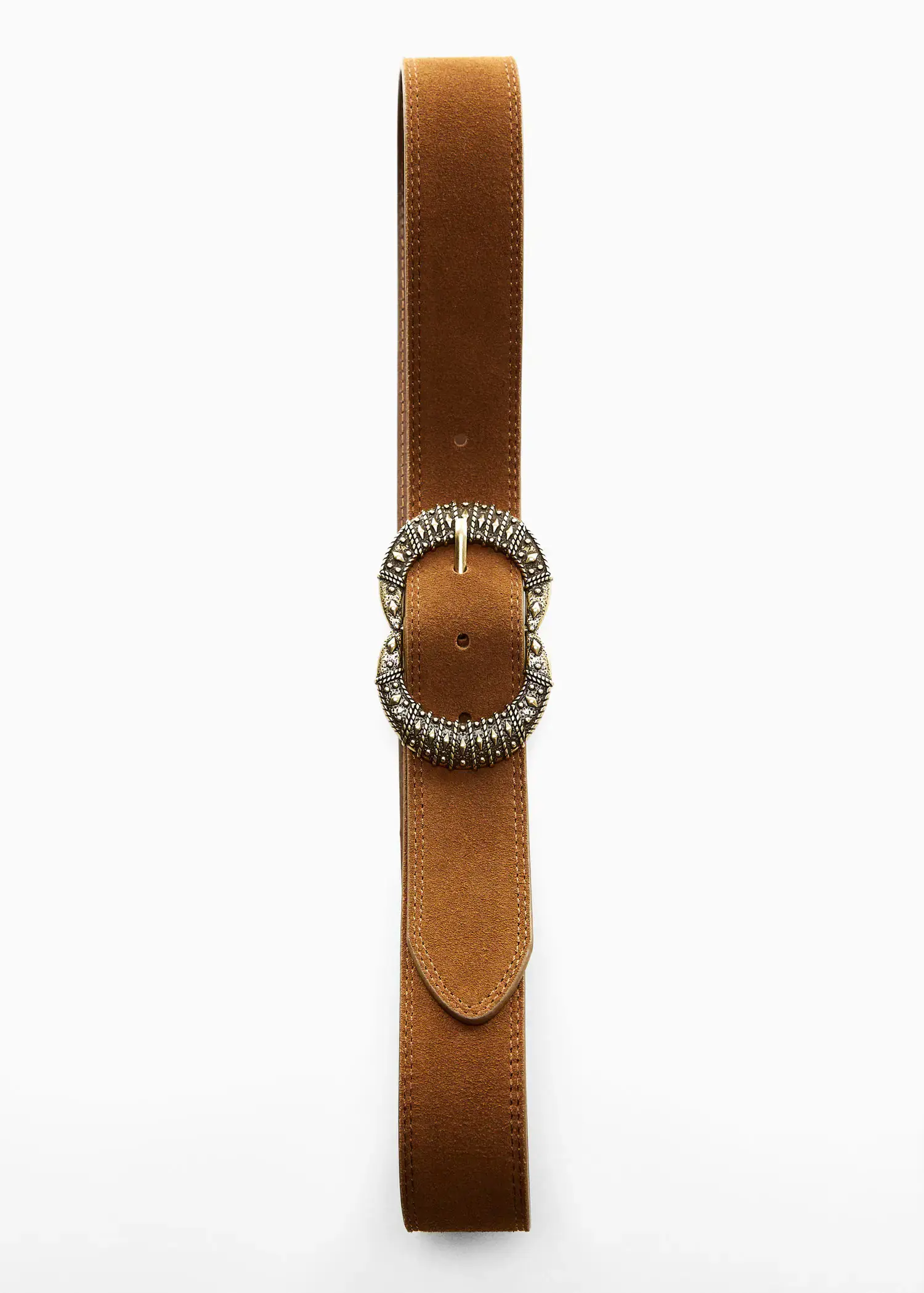Mango Engraved buckle leather belt. 3