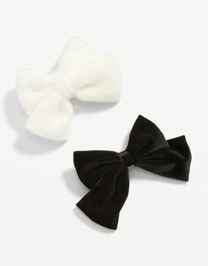 Bow-Tie Hair Clips Variety 2-Pack for Girls white