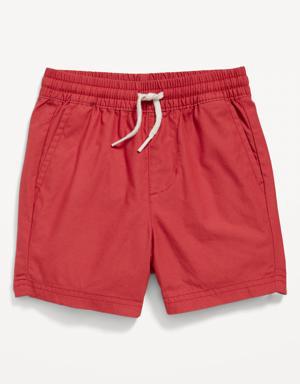 Functional-Drawstring Poplin Shorts for Toddler Boys red