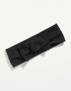 Jersey-Knit Bow-Tie Headband for Toddler Girls black