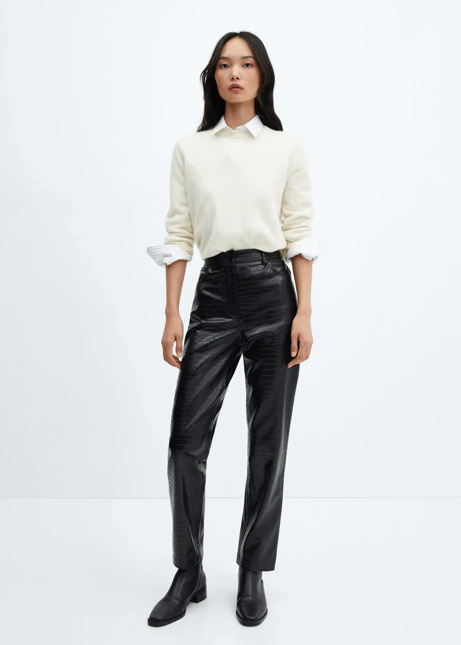 Mango Coco-effect straight trousers. 3