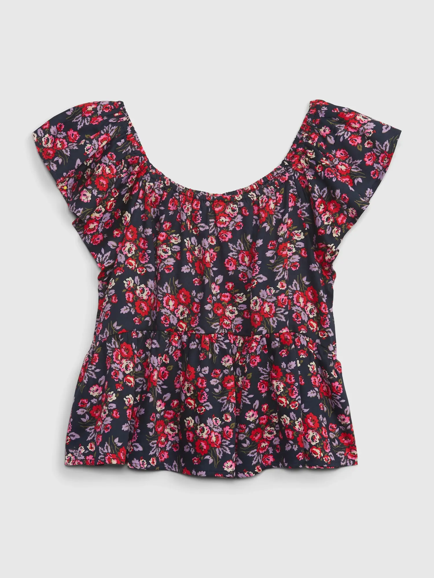 Gap Kids Floral Flutter Sleeve Top purple. 1