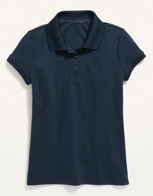School Uniform Moisture-Wicking Polo Shirt for Girls blue