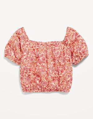 Old Navy Printed Cropped Puff-Sleeve Top for Girls pink