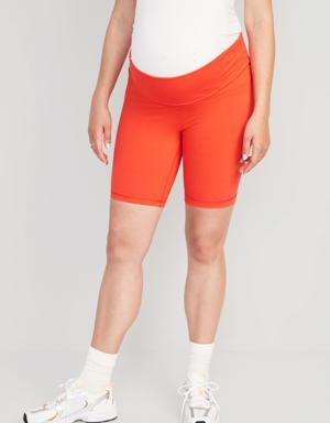 Old Navy Maternity Rollover-Panel PowerChill Biker Shorts -- 8-inch inseam orange