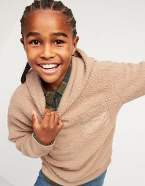 Oversized Sherpa Pullover Hoodie For Boys brown