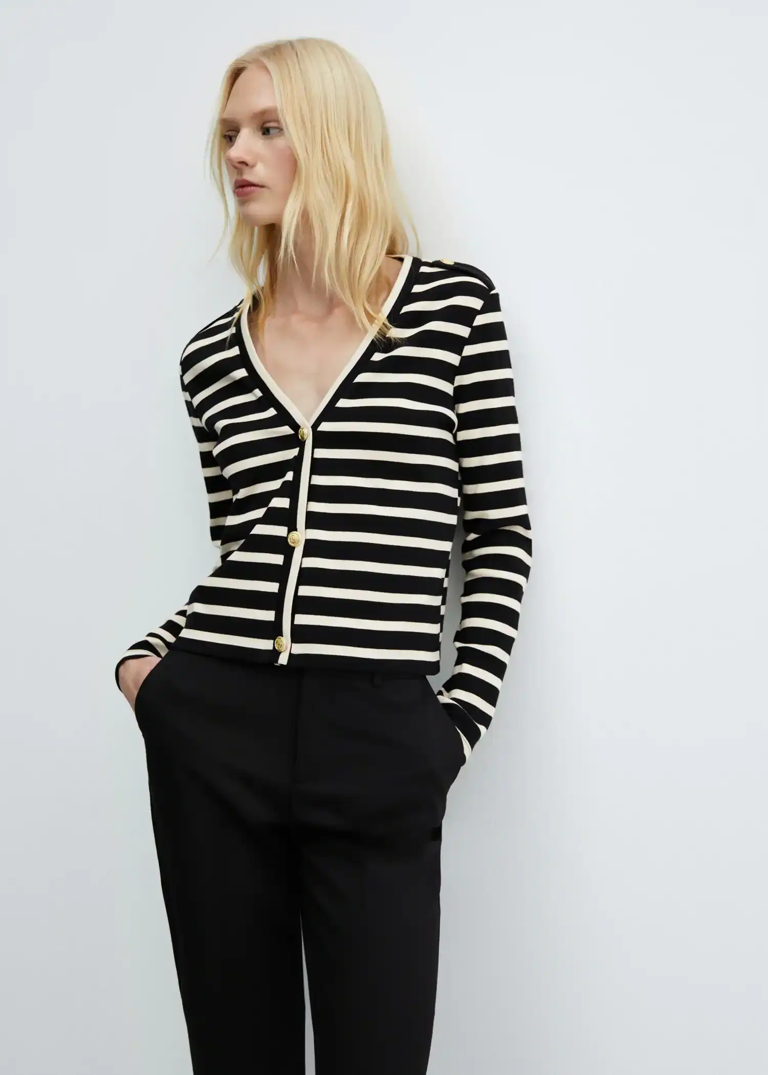 Mango Striped cardigan with buttons. 2