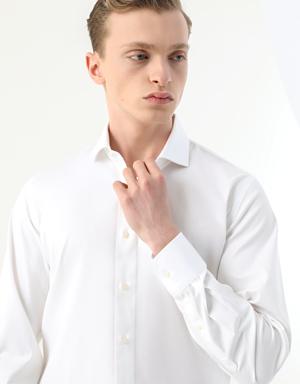 Damat Slim Fit Beyaz Desenli Gömlek